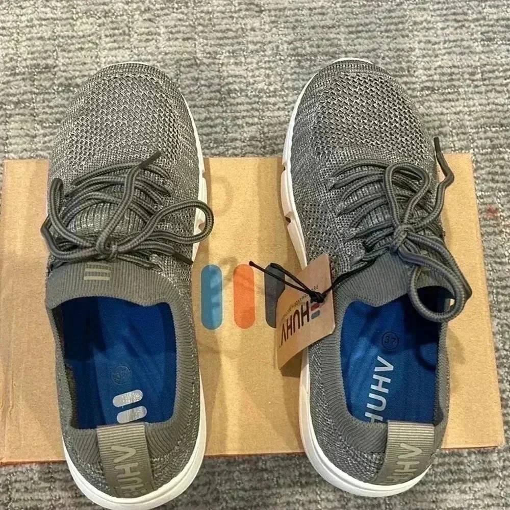 HUHV Tech Knit Recovery Lace-Up Lifestyle Walking and Athletic Shoe with HEALIUM